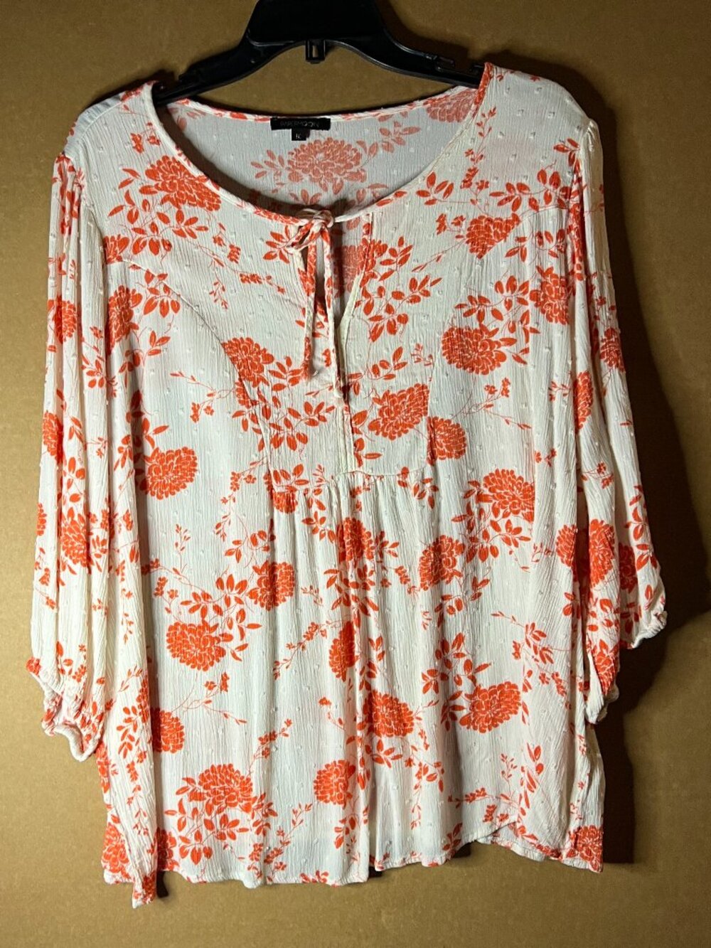 PAPERMOON - Addley Clip Dot Blouse - Ivory, Orange, Size 1X